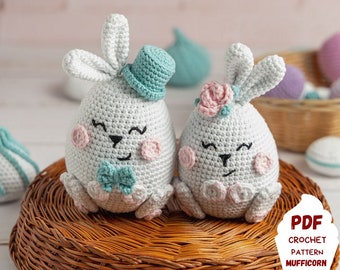 Crochet patterns Easter bunnies, Amigurumi bunny pattern, Crochet rabbit pattern, Easter amigurumi pattern bunny couple