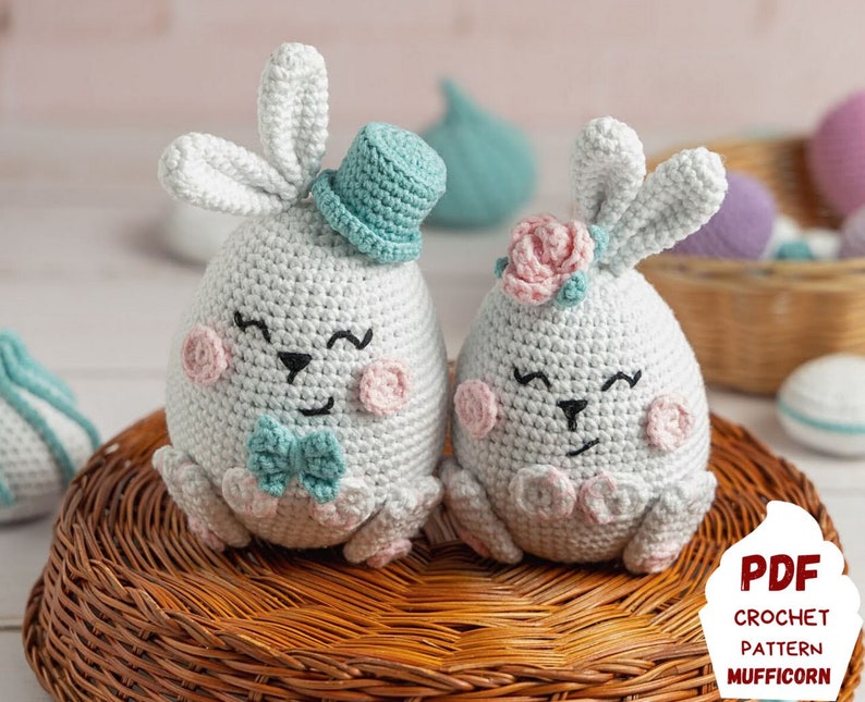 Crochet patterns Easter bunnies, Amigurumi bunny pattern, Crochet rabbit pattern, Easter amigurumi pattern bunny couple image 1