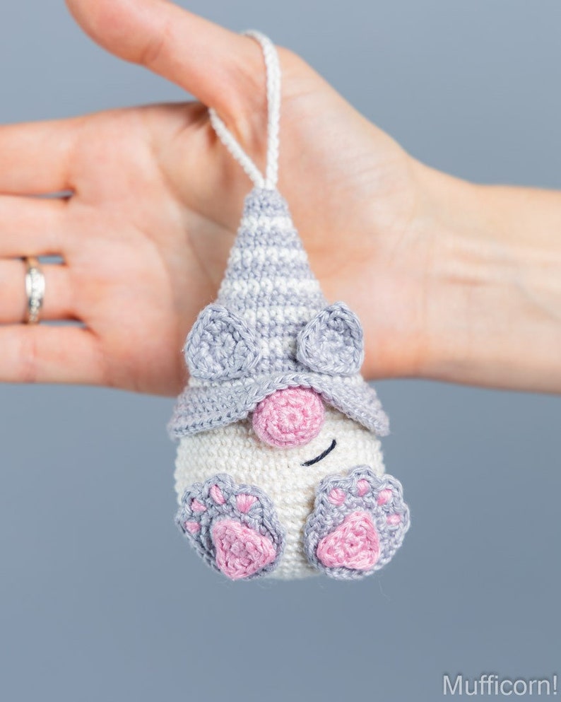 Modèle d'animaux au crochet, modèle de crochet de chat, modèle de porte-clés au crochet, gnome de chat de motifs au crochet, décor de porte-clés au crochet de chat Amigurumi image 5