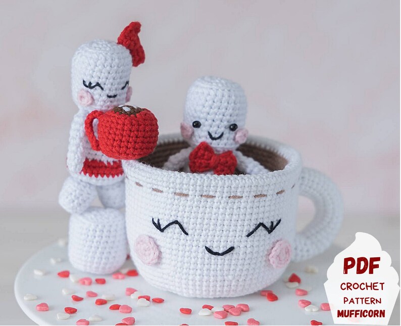 Crochet play food pattern: crochet mug and kawaii marshmallow crochet food pattern, Kawaii amigurumi food pattern, Cute amigurumi pattern image 6