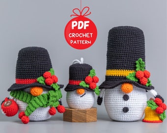 Christmas crochet patterns bundle Snowman gnomes, Christmas amigurumi crochet ornaments pattern, Christmas crochet gnomes pattern