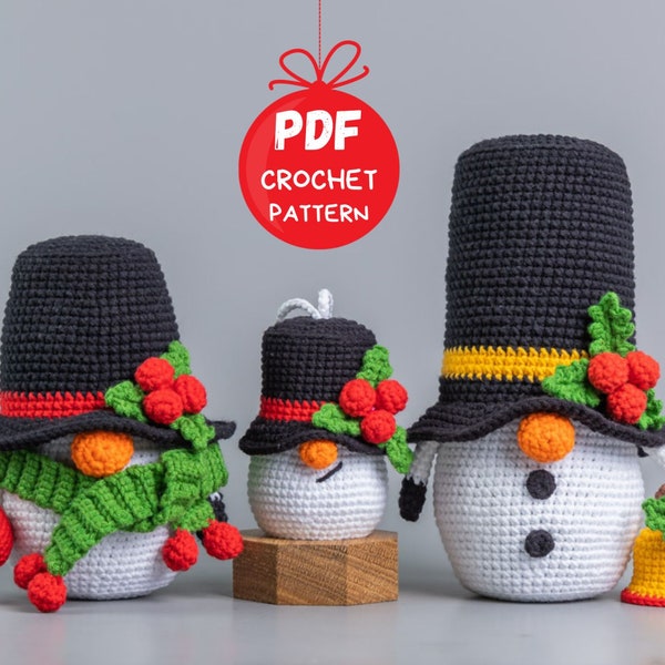 Christmas crochet patterns bundle Snowman gnomes, Christmas amigurumi crochet ornaments pattern, Christmas crochet gnomes pattern