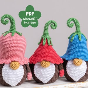 Crochet patterns BUNDLE Flower gnomes, Crochet flower gnomes pattern, Mother's day gnomes amigurumi pattern, Easter decor crochet pattern