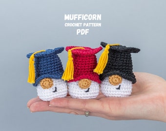 Crochet patterns Mini Graduation gnome keychains, Crochet keychain pattern, Graduation gifts crochet gnome keychain pattern, Crochet gift