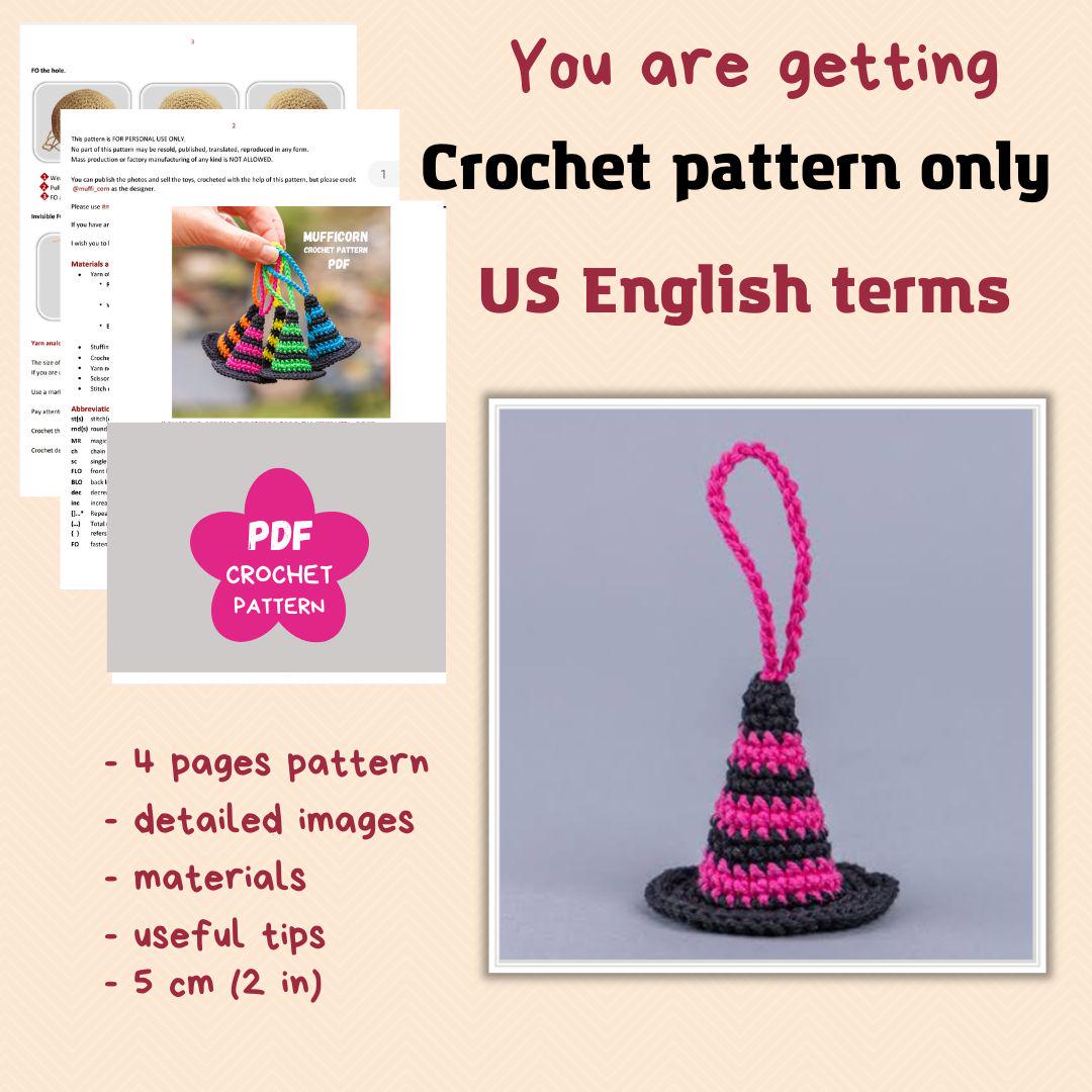 Crochet Pattern Halloween Witch Hat Keychains, Crochet Amigurumi ...