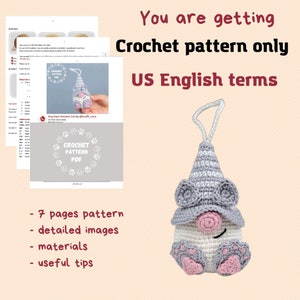 Modèle d'animaux au crochet, modèle de crochet de chat, modèle de porte-clés au crochet, gnome de chat de motifs au crochet, décor de porte-clés au crochet de chat Amigurumi image 2