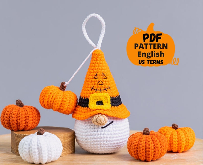 Halloween crochet keychain patterns bundle, Crochet pumpkin gnome, Crochet skull pattern, Crochet witch gnome, Crochet Halloween decor image 3