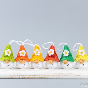Crochet patterns amigurumi keychain gnome with crochet flower, Crochet keychain amigurumi pattern, Easter crochet pattern image 9