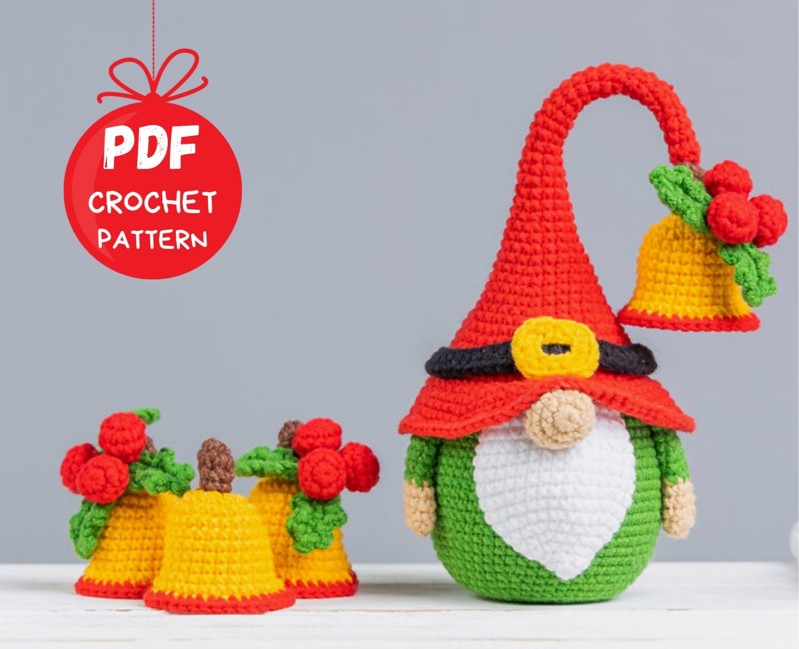 Crochet patterns Christmas gnome with crochet Christmas bells