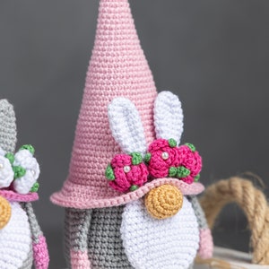 Crochet patterns Easter bunny and crochet egg pattern, Crochet gnome amigurumi pattern, Crochet Easter gnomes patterns, Crochet Easter decor image 9