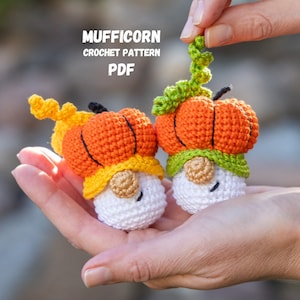 Halloween Crochet patterns amigurumi pumpkin gnome, Crochet pumpkin keychain gnome pattern, Halloween crochet pattern Crochet Halloween gift