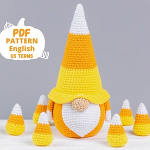 Halloween crochet patterns gnome and candy, Halloween Gnome crochet pattern, Crochet Halloween amigurumi pattern, Crochet Halloween decor