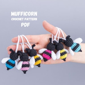 Crochet pattern Bee, Amigurumi pattern bee keychain, Crochet bumble bee pattern, Crochet animals amigurumi pattern, Bee ornament  pattern