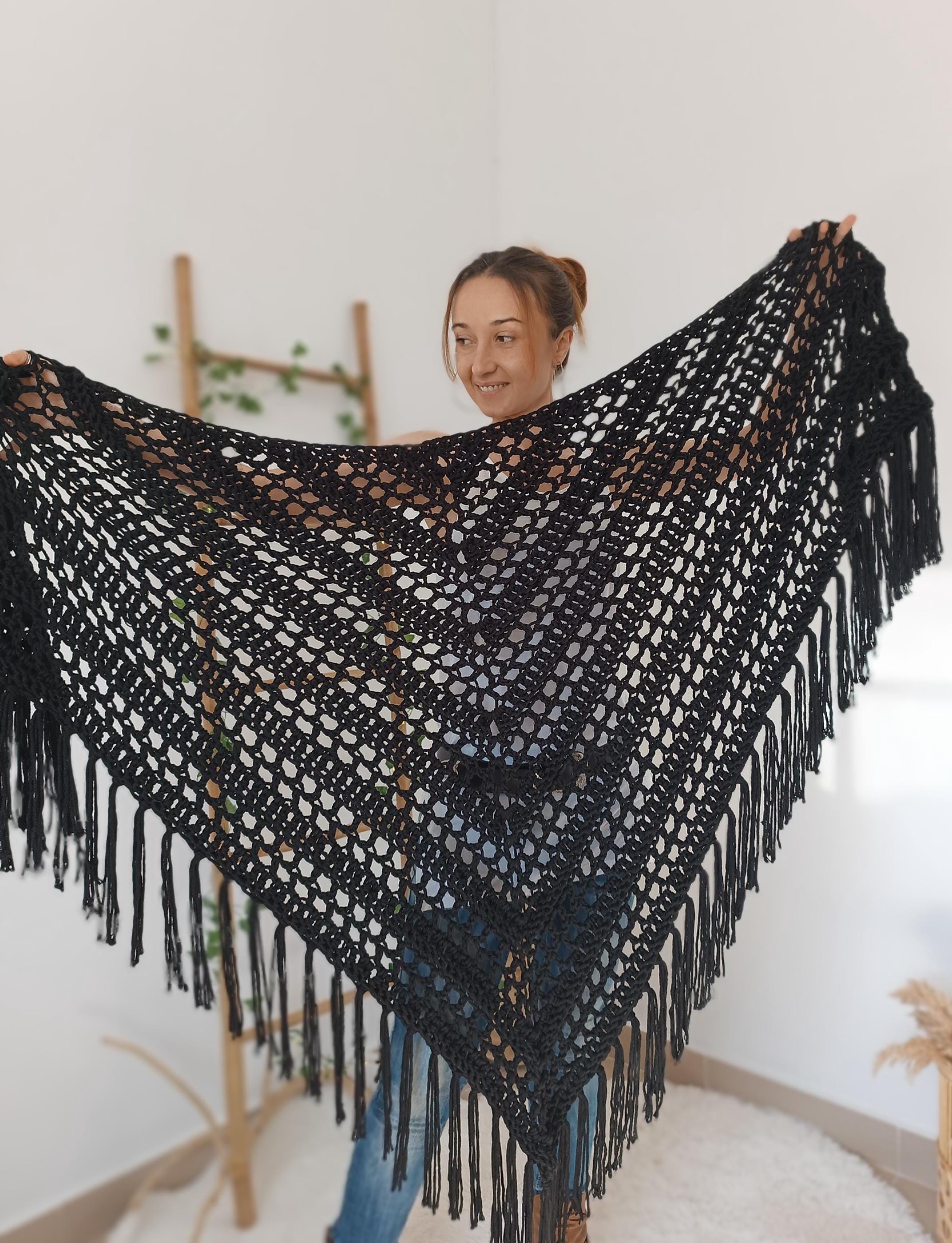 Mantella Scialle Con Forcella Sciarpa All Uncinetto A Punto Ragno