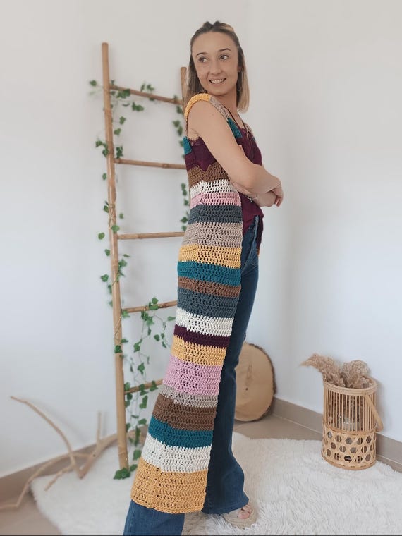 Kimono de crochet, chaleco largo, cárdigan largo sin mangas para