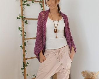 Rosewood Cocoon Shrug Crochet, Cocoon Shrug Jacket, Cozy Cocoon Cardi, Boho Shrug Cardigan