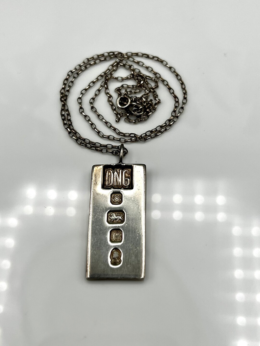 英国製 Silver Ingot Necklace / 1977 Vintage Solid Sterling Silver Ingot Pendant 1977 for Queen Elizabeth
