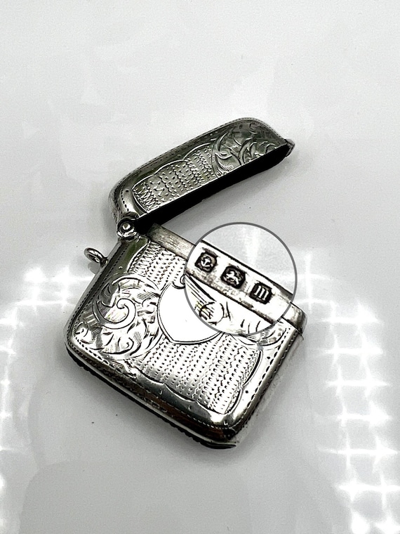 Edwardian Solid Silver Vesta Case Birmingham 1911… - image 5