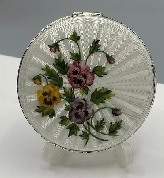 1960’s large solid sterling silver and guilloche … - image 1