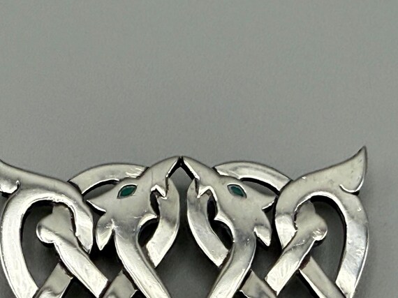 Quality Large Vintage Sterling Silver Intertwined Snakes Celtic Brooch 25.2g View 4