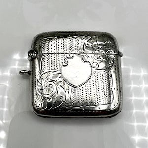 Edwardian Solid Silver Vesta Case Birmingham 1911 W H Haseler