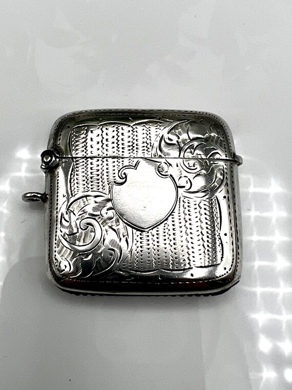 Edwardian Solid Silver Vesta Case Birmingham 1911… - image 6