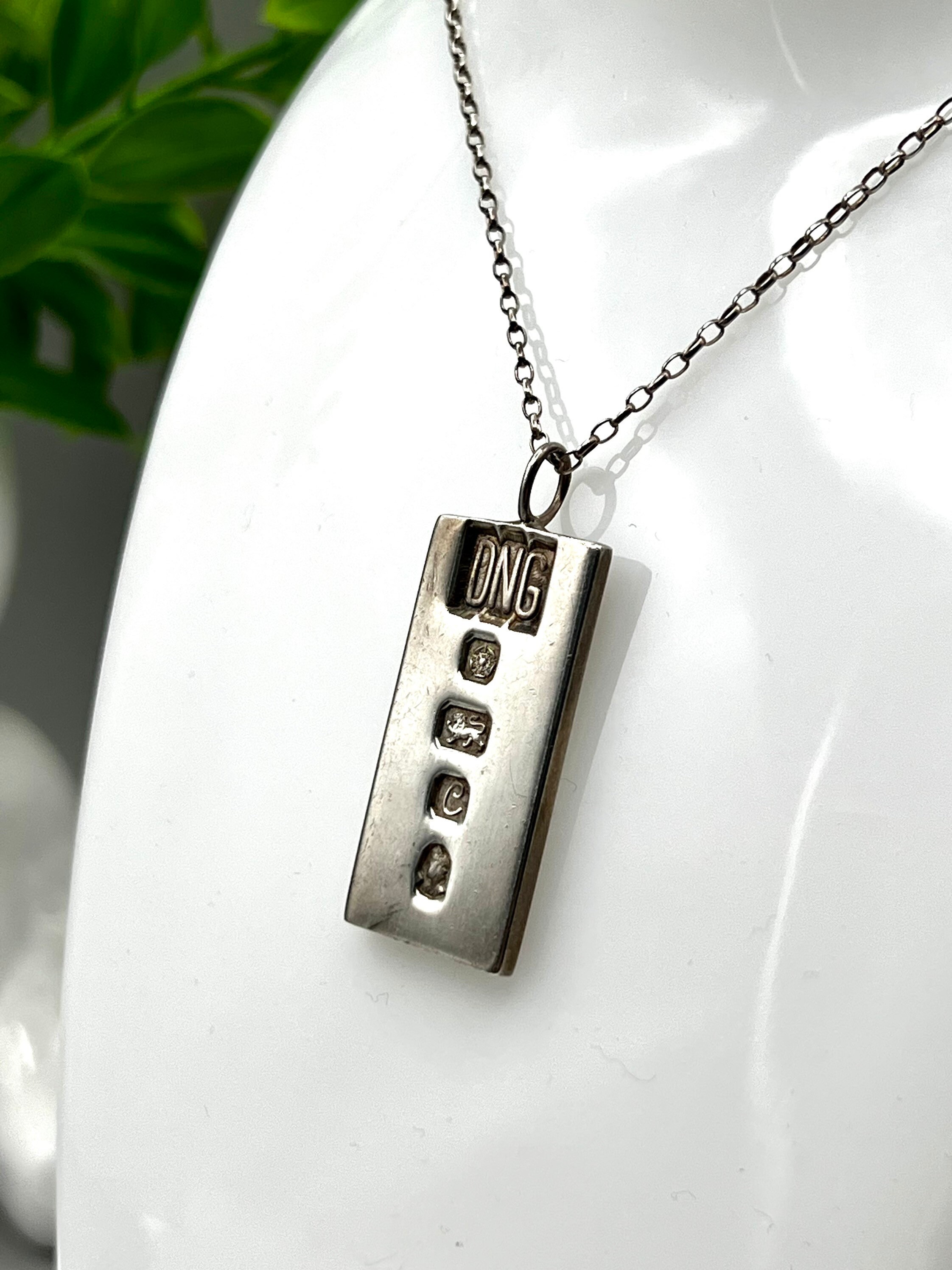英国製 Silver Ingot Necklace / 1977 Vintage Solid Sterling Silver Ingot Pendant 1977 for Queen Elizabeth