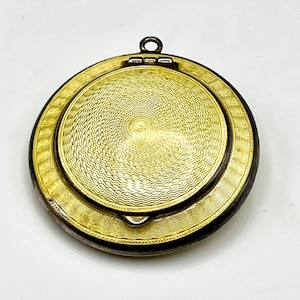 1922 Austrian Glasow Import Solid Silver  and Guilloche Enamel Rouge Chatelaine Compact R&Co