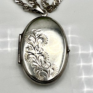 Vintage Hallmarked Sterling Silber Oval Medaillon & Sterling Twist Kette / Halsband