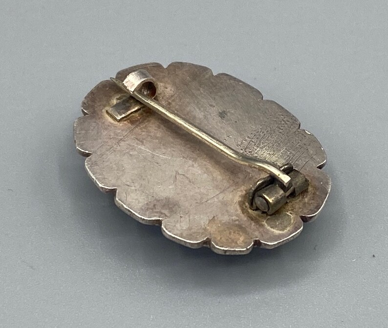 Beautiful Vintage 800 Continental Solid Silver Blue Stone Brooch