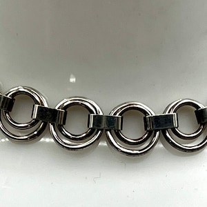 Vintage Hallmarked Sterling Silver Double Circled  Decorative Bracelet