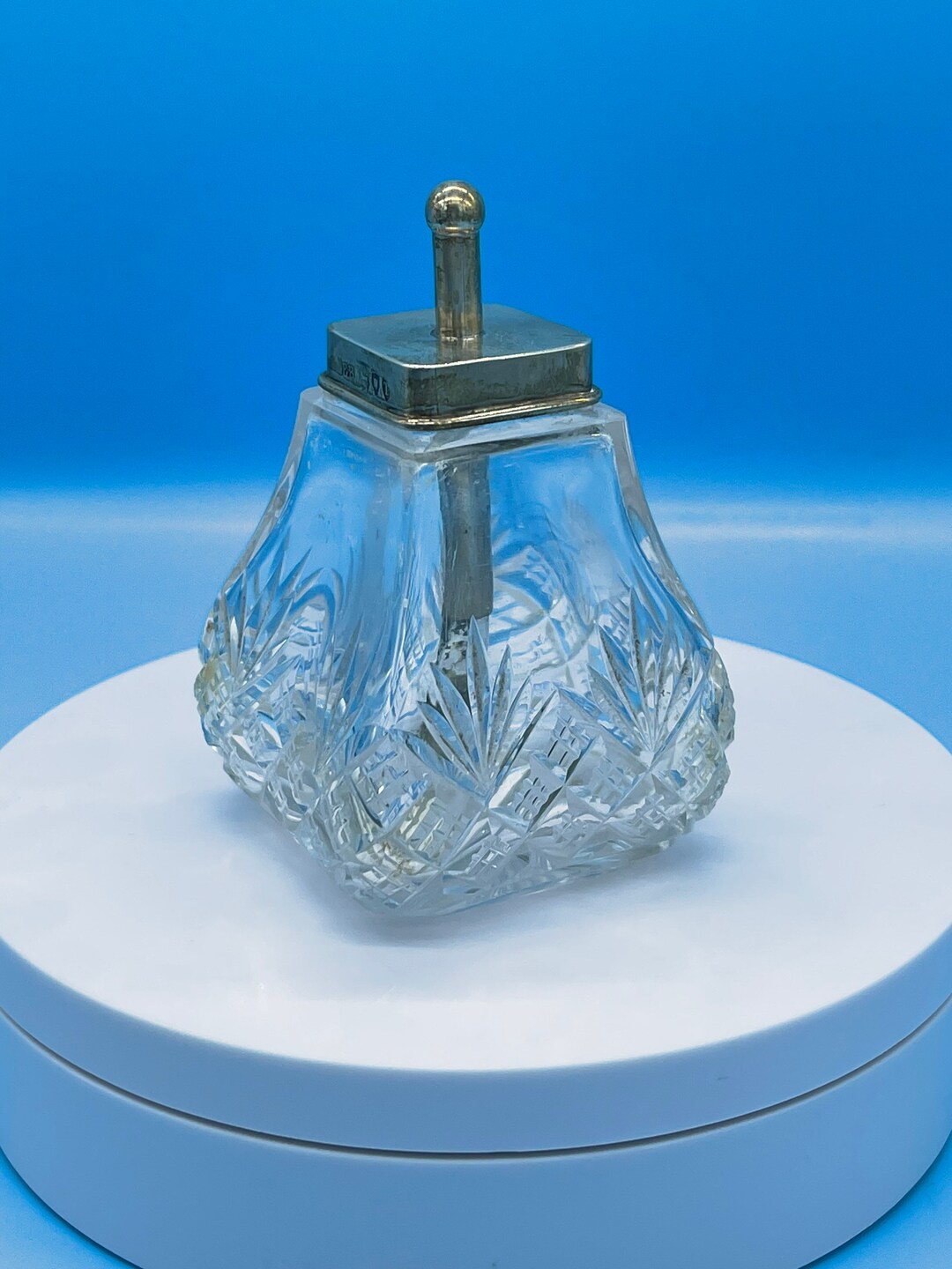 Rare Victorian Solid Silver & Cut Glass Glue Pot London 1894 Edmund