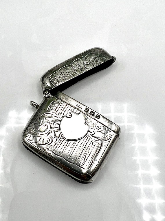 Edwardian Solid Silver Vesta Case Birmingham 1911… - image 4