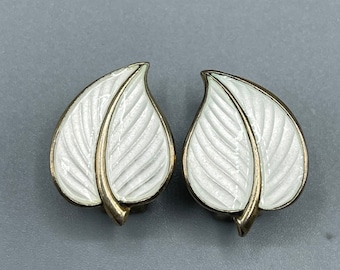 Art Deco Norway Theodor Olsens Sterling Silver 925s & Guilloche Enamel Earrings