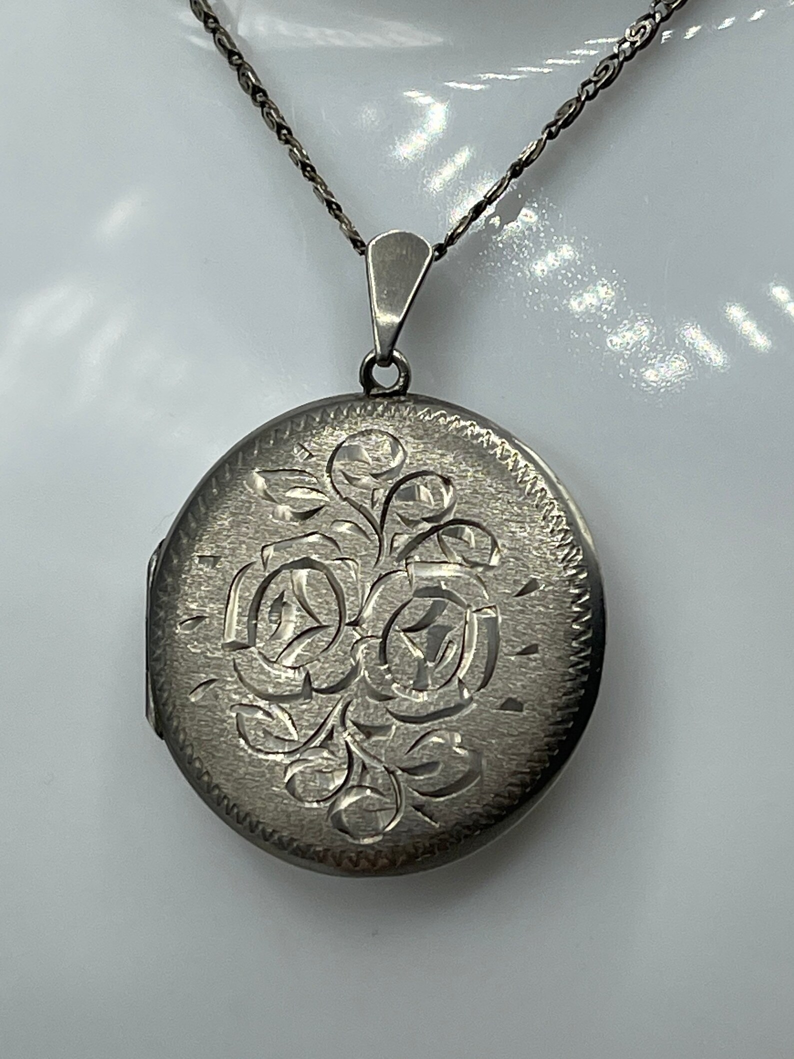 Vintage Large Sterling Silver Locket & Chain Joseph Smith 1974 Etsy UK