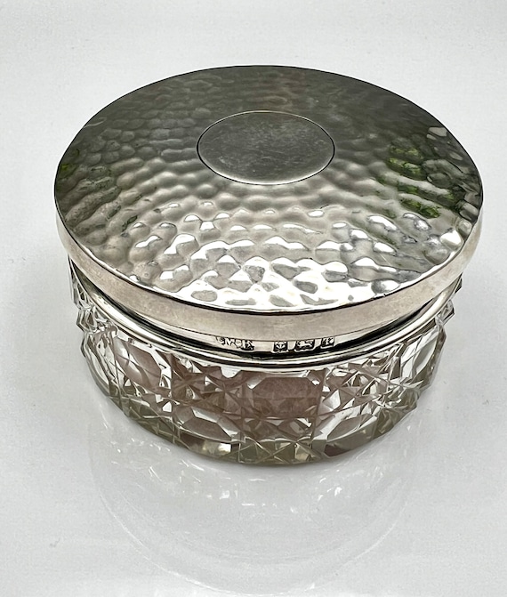 Edwardian 1905 Large Solid Silver Vanity Jar with… - image 1
