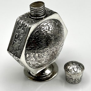 Rare Stunning Vintage Hallmarked Large Sterling Silver Perfume Scent Bottle 53g