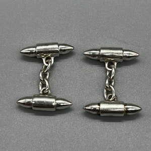 Vintage Hallmarked Solid Sterling Silver Novelty Bullet Style  Cufflinks