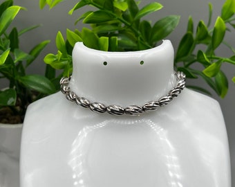 Vintage London 1990 Sterling Silver Coffee Bean Style Chain Link Bracelet 11.4g