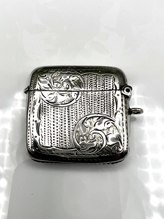 Edwardian Solid Silver Vesta Case Birmingham 1911… - image 2
