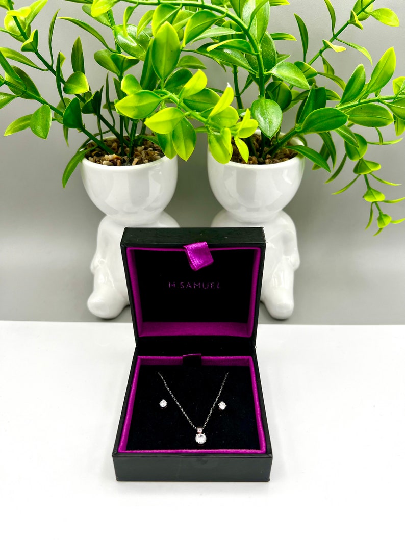 Vintage H SAMUEL Sterling Silver & Cubic Zirconia Necklace and Earrings