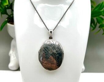 Vintage Extra Large Sterling Silver Locket & 23” Silver Box Chain Birmingham 92