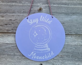 Stay Wild Moonchild Lilac Acrylic Wall Hanging Witchy Home Decor Moon Wall Art