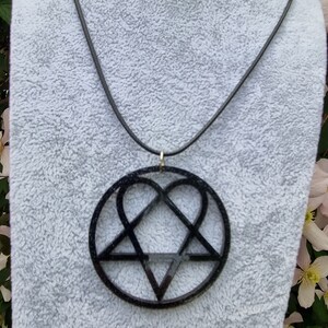 Black Glitter Heartagram Necklace HIM Inspired Ville Valo Acrylic Jewellery