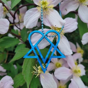Galaxy Blue Heartagram Necklace HIM Inspired Ville Valo Acrylic Jewellery
