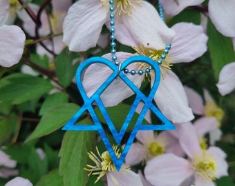 Galaxy Blue Heartagram Necklace HIM Inspired Ville Valo Acrylic Jewellery