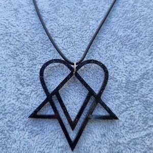 Black Glittery Heartagram Necklace HIM Inspired Acrylic Jewellery Ville Valo