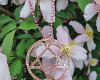 Light Pink Glittery Heartagram Necklace HIM Inspired Acrylic Ville Valo Jewellery