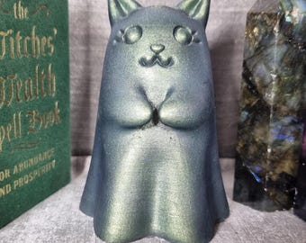 Iridescent Resin Ghost Kitty Ornament – Witchy Familiar Decor