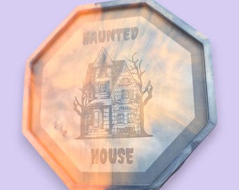 Haunted House Sign Silicone Mould - Spooky Resin Craft, 5MM Depth